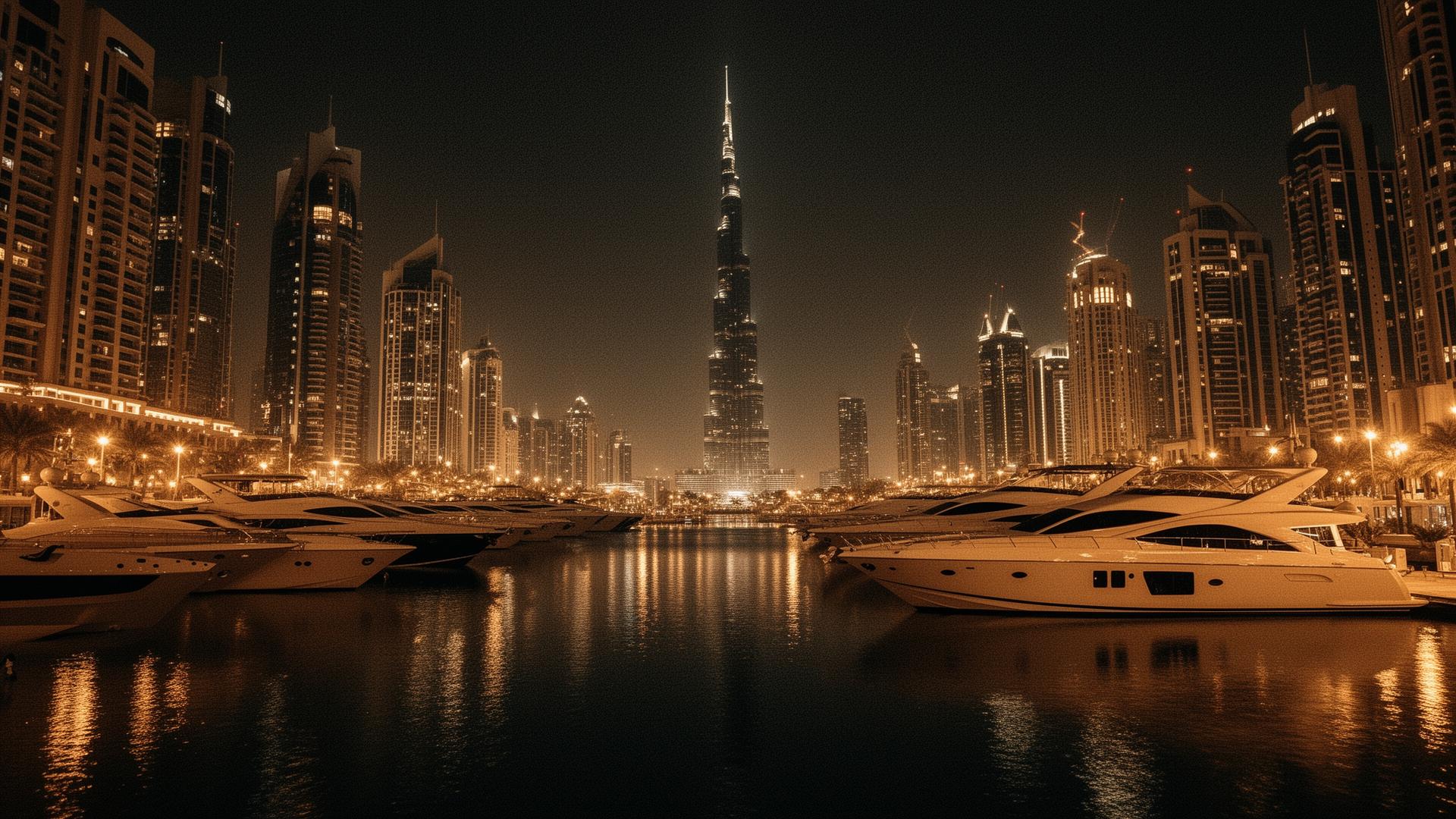 Dubai marina at night